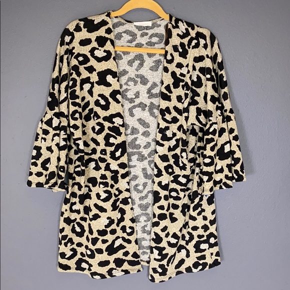 First Love Sweaters - First Love | Leopard Flyaway Cardigan Size Medium